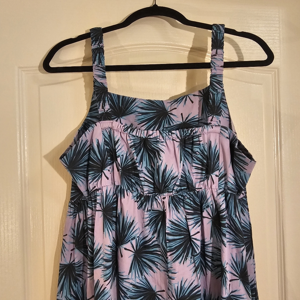 dip Lavender Palm Print Tiered Maxi Dress Cotton L - Picture 8 of 10